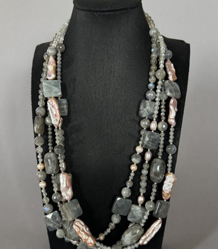 LABRADORITE AND PEARL BEADS